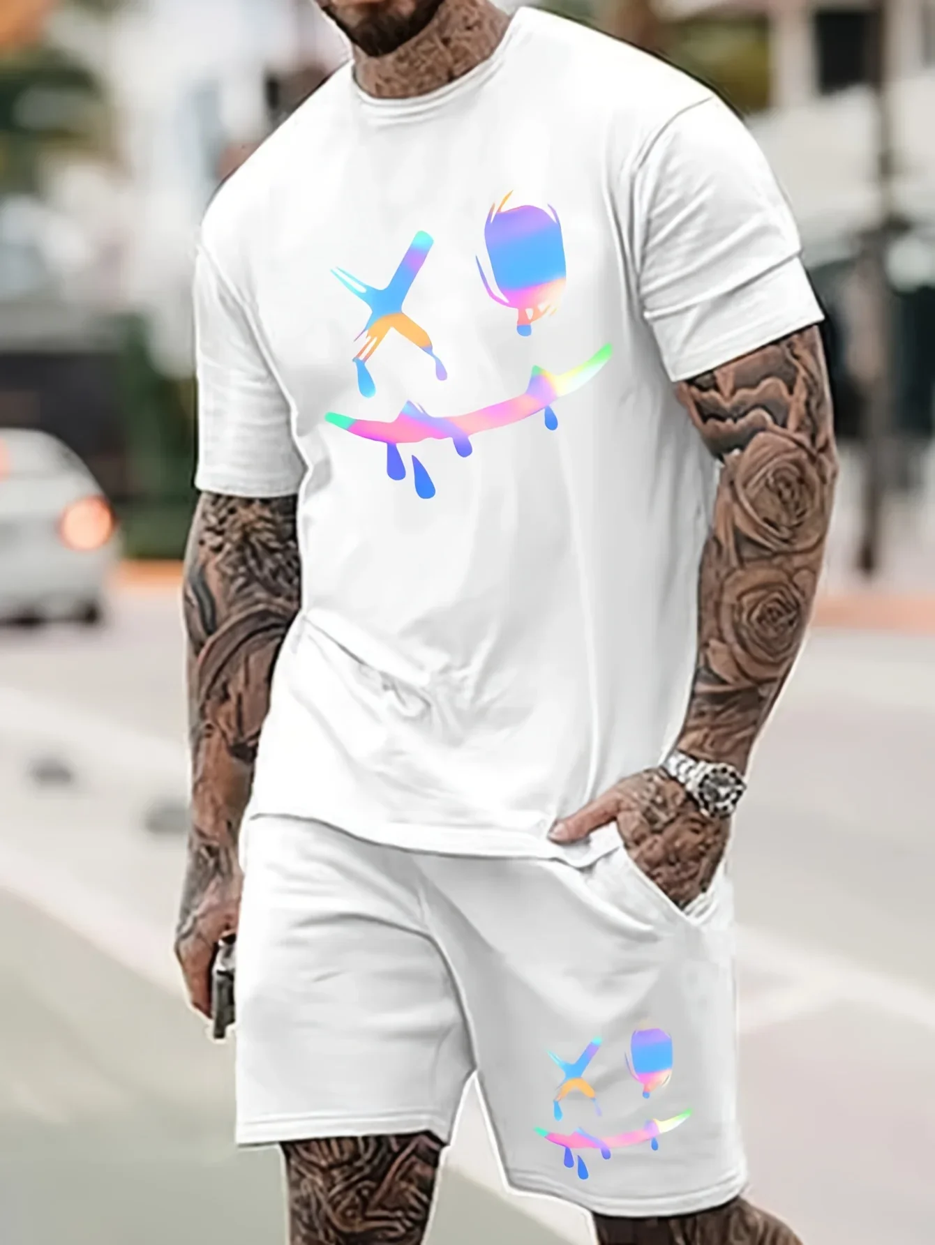 Men's T-shirt Set, A Casual Oversized Set with Printed Digital Patterns, Is Made of Lightweight, Breathable Cool and Soft Fabric
Men's T-shirt Set, A Casual Oversized Set with Printed Digital Patterns, Is Made of Lightweight, Breathable Cool and Soft Fabric