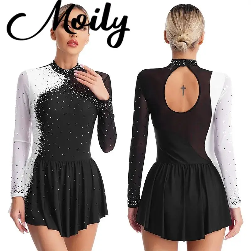 New Womens Sparkly Rhinestone Figure Skating Dance Dress Rhythmic Gymnastics Ballet Lyrical Modern Dancewear Long Sleeve Dresses 
New Womens Sparkly Rhinestone Figure Skating Dance Dress Rhythmic Gymnastics Ballet Lyrical Modern Dancewear Long Sleeve Dresses