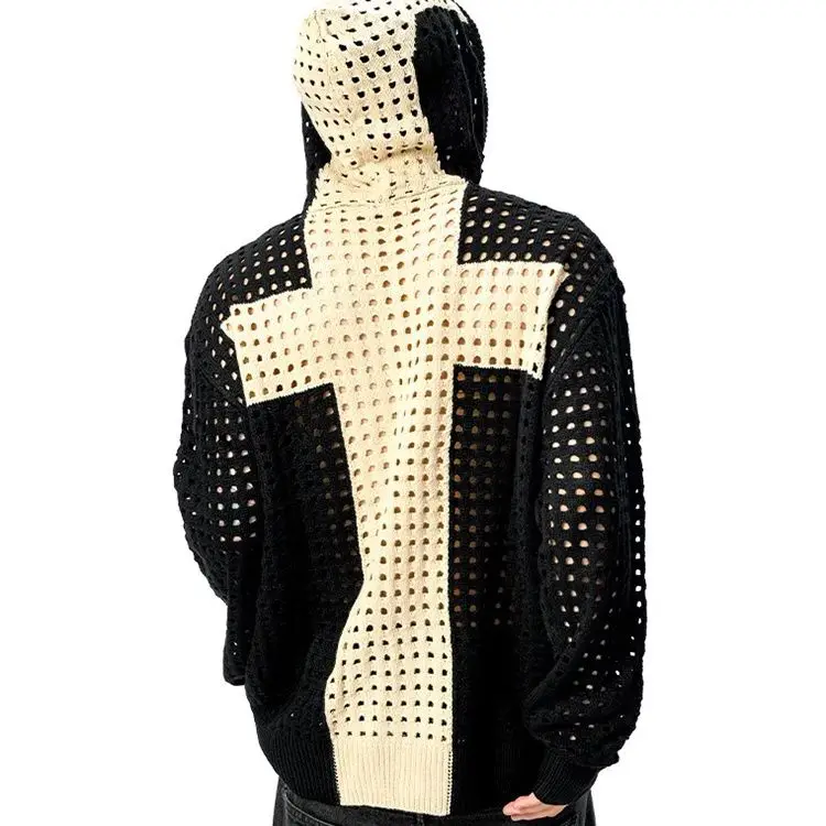 Design hollow feeling hooded loose knitted sweater new cardigan Korean version jacket summer thin zipper top men women
Design hollow feeling hooded loose knitted sweater new cardigan Korean version jacket summer thin zipper top men women