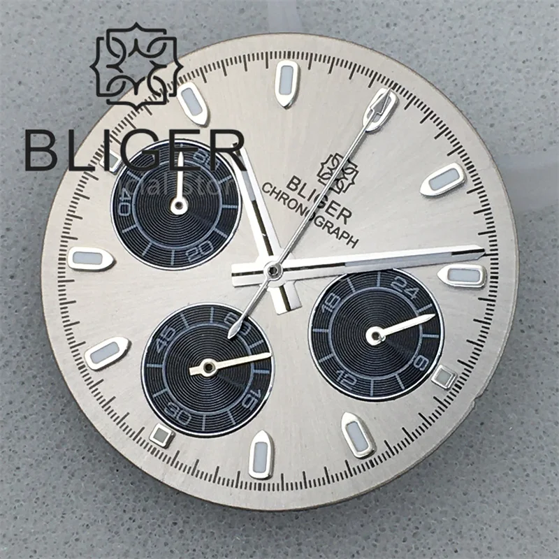 BLIGER 30mm Sunburst Gray Panda VK63 Quartz Chronograph Watch Dial 6 Hands Green Luminous Fit 39mm VK63 Movement Watch Case Part
BLIGER 30mm Sunburst Gray Panda VK63 Quartz Chronograph Watch Dial 6 Hands Green Luminous Fit 39mm VK63 Movement Watch Case Part