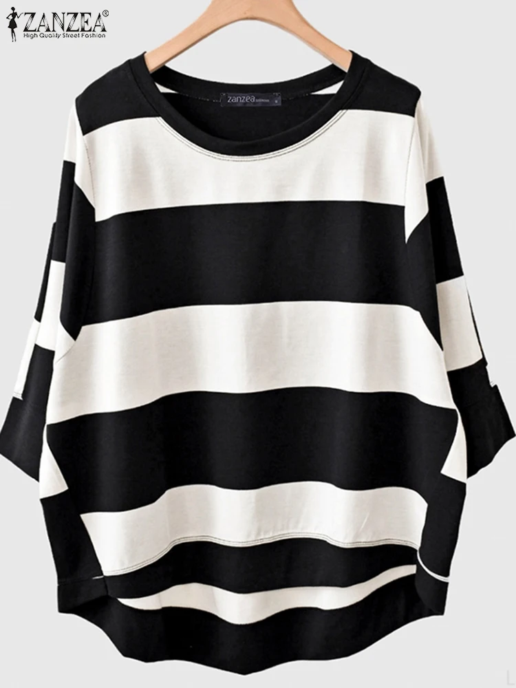 ZANZEA Fashion Autumn O Neck 3/4 Sleeve Stripe Shirt Women Blouses Casual Loose Tops Female Work Blusas Mujer Oversize Chemise
ZANZEA Fashion Autumn O Neck 3/4 Sleeve Stripe Shirt Women Blouses Casual Loose Tops Female Work Blusas Mujer Oversize Chemise