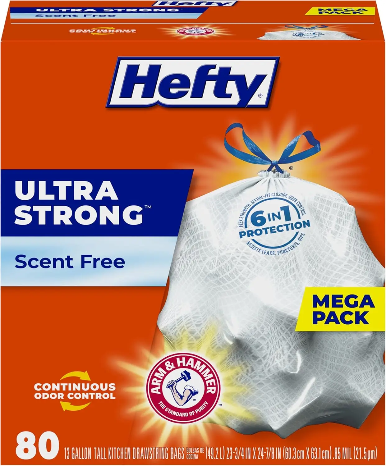 Ultra Strong 13 Gallon Trash Bags with Drawstring Closure, Odor Control, White Unscented, 80 Count
Ultra Strong 13 Gallon Trash Bags with Drawstring Closure, Odor Control, White Unscented, 80 Count