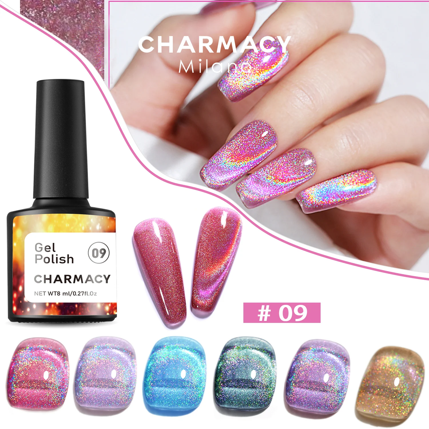 CHARMACY, 6 цветов, лазерная лампа, 8 мл, радужный Магнитный УФ-лак для ногтей, фототерапия, универсальное средство для отмачивания
CHARMACY, 6 цветов, лазерная лампа, 8 мл, радужный Магнитный УФ-лак для ногтей, фототерапия, универсальное средство для отмачивания
