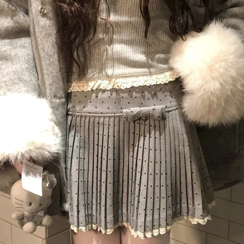 Серая плиссированная мини-юбка в горошек с бантом, женская новинка 2025, кружевные юбки трапециевидной формы с высокой талией, японские милые Y2k Faldas
Серая плиссированная мини-юбка в горошек с бантом, женская новинка 2025, кружевные юбки трапециевидной формы с высокой талией, японские милые Y2k Faldas