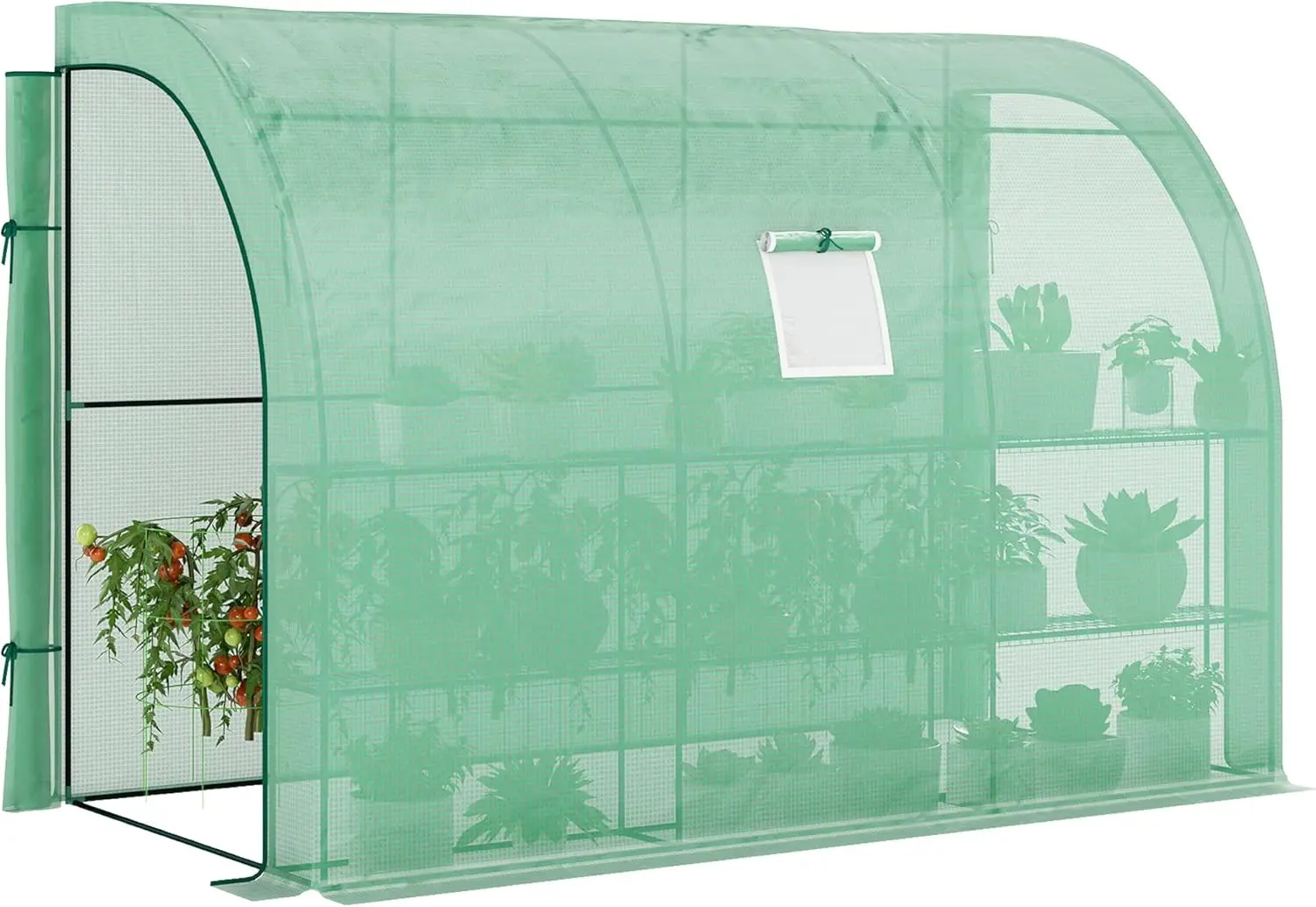10' x 5' x 7' Lean to Greenhouse, Walk-in Green House, Plant Nursery with 2 Roll-up Doors and Windows, PE Cover and 3 Wire
10' x 5' x 7' Lean to Greenhouse, Walk-in Green House, Plant Nursery with 2 Roll-up Doors and Windows, PE Cover and 3 Wire
