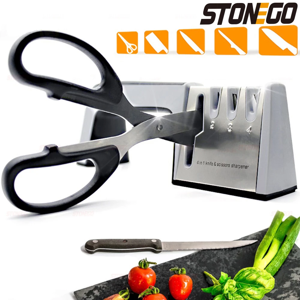 Точилка для ножей STONEGO, 4-ступенчатый Профессиональный кухонный камень для заточки, вольфрамовый Алмазный керамический брусок
Точилка для ножей STONEGO, 4-ступенчатый Профессиональный кухонный камень для заточки, вольфрамовый Алмазный керамический брусок