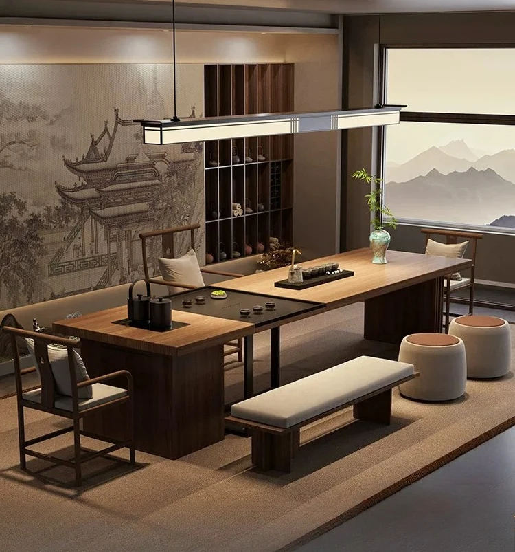 PYJ Song Dynasty aesthetics solid wood new Chinese style zen tea table and chair combination
PYJ Song Dynasty aesthetics solid wood new Chinese style zen tea table and chair combination