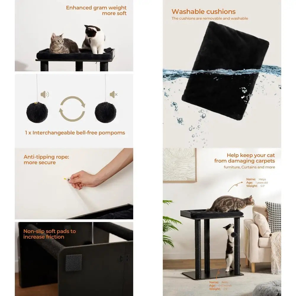 26,7 Комнатная башня для кошачьего дерева с 3 сизалевыми подряпинами, большая тарелка, черная
26,7 Комнатная башня для кошачьего дерева с 3 сизалевыми подряпинами, большая тарелка, черная