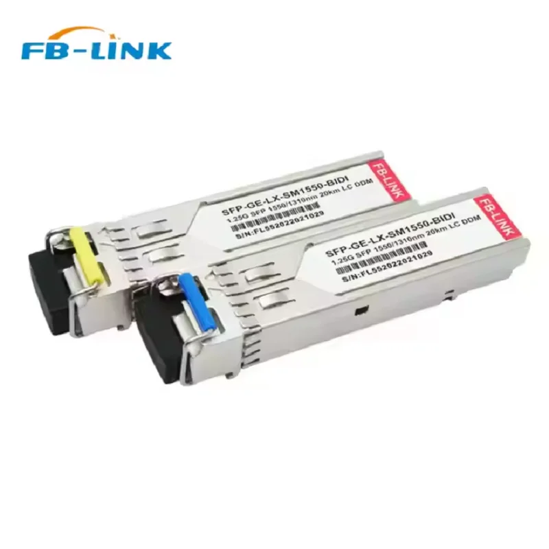 SFP 1.25G BIDI 1310nm/1550nm 20km Single Fiber LC DDM Single Mode 1G Optical Transceiver Module Compatible for Cisco Juniper etc
SFP 1.25G BIDI 1310nm/1550nm 20km Single Fiber LC DDM Single Mode 1G Optical Transceiver Module Compatible for Cisco Juniper etc