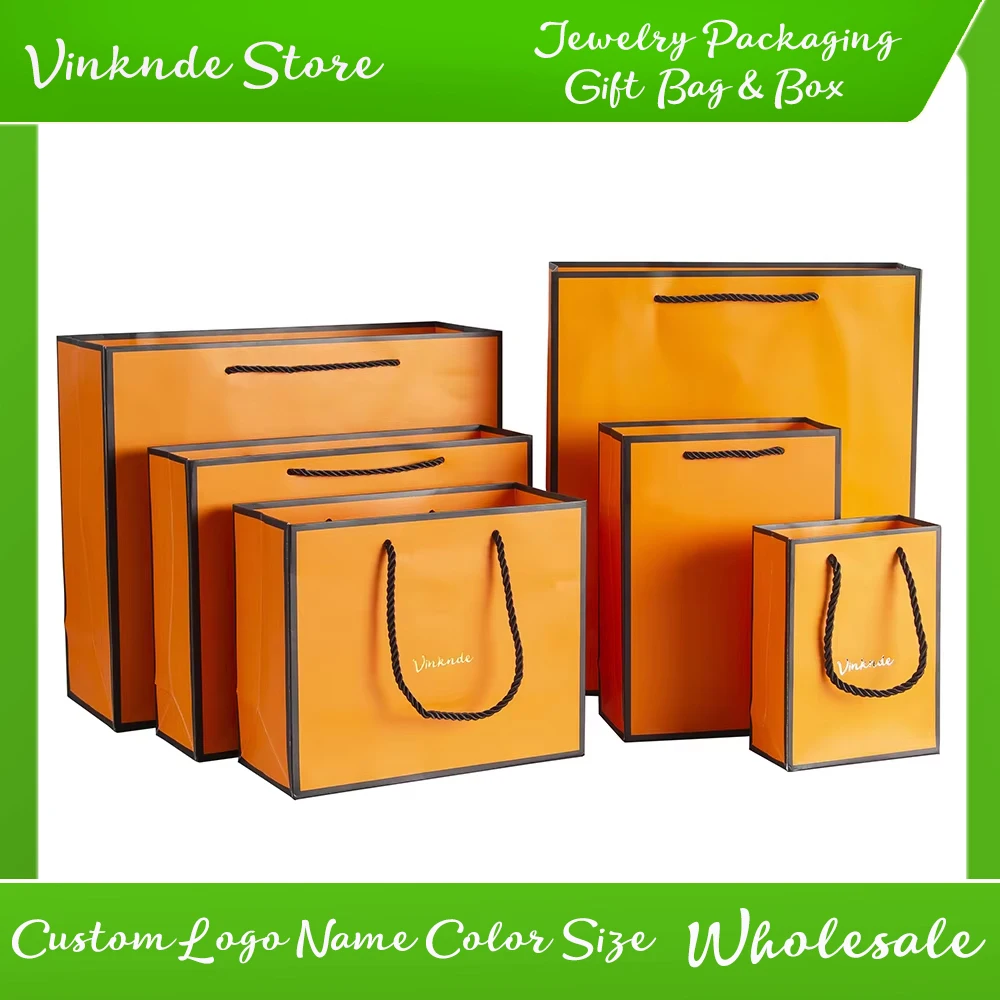 Custom Logo Print Gift Paper Bags with Rope Orange Black Kraft Handle Shopping Paper Tote Bag Personalization Wedding Packaging
Custom Logo Print Gift Paper Bags with Rope Orange Black Kraft Handle Shopping Paper Tote Bag Personalization Wedding Packaging