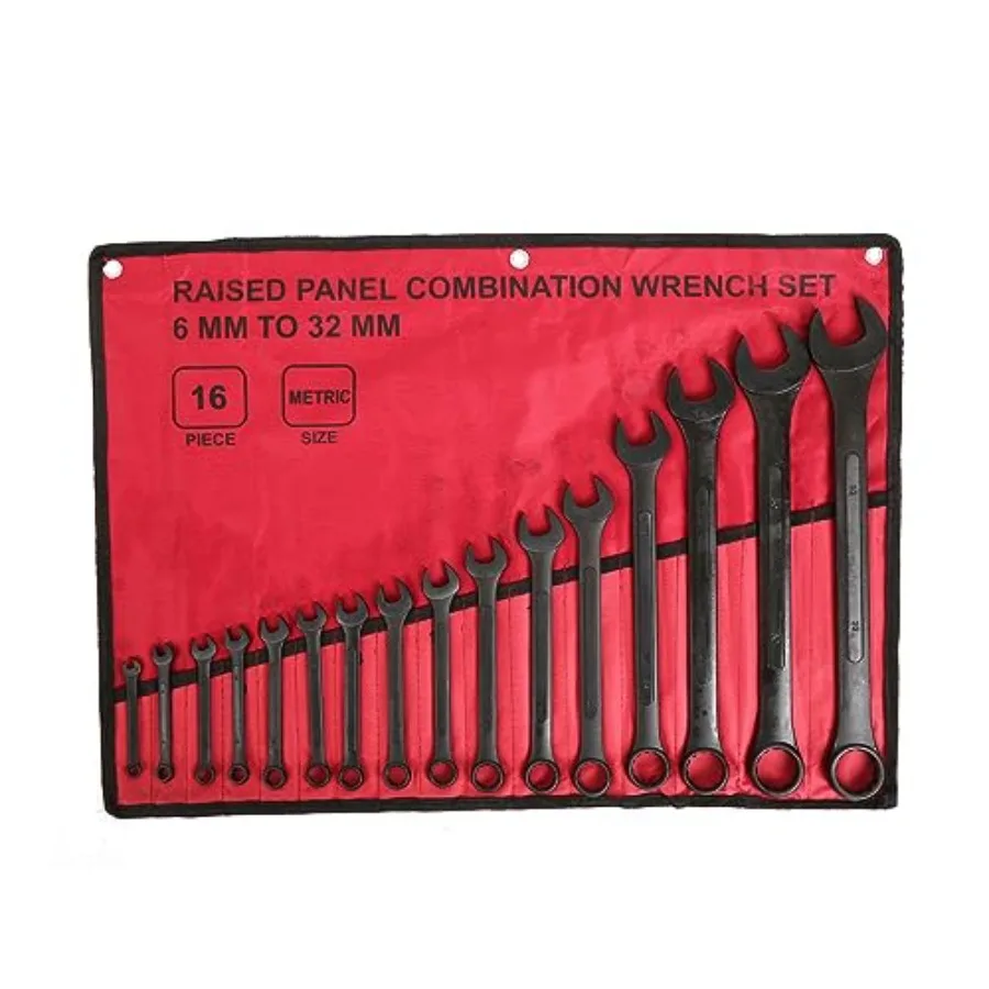 16 Piece Metric Combination Wrench Set 6mm to 32mm Metric Wrench Set with Roll Up Pouch
16 Piece Metric Combination Wrench Set 6mm to 32mm Metric Wrench Set with Roll Up Pouch