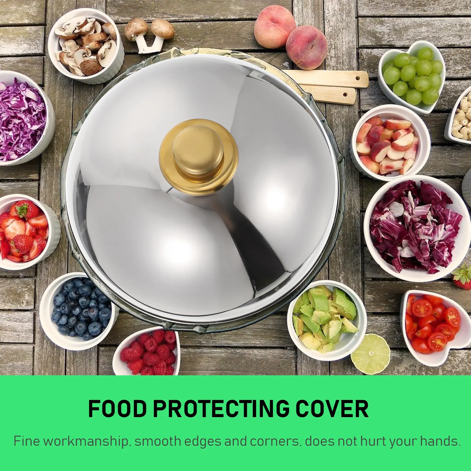 1Pcs Premium Stainless Steel Dome Food Cover with Handle Dust-Proof Mosquito-Proof Smooth Edges for Kitchen Home Restaurant
1Pcs Premium Stainless Steel Dome Food Cover with Handle Dust-Proof Mosquito-Proof Smooth Edges for Kitchen Home Restaurant