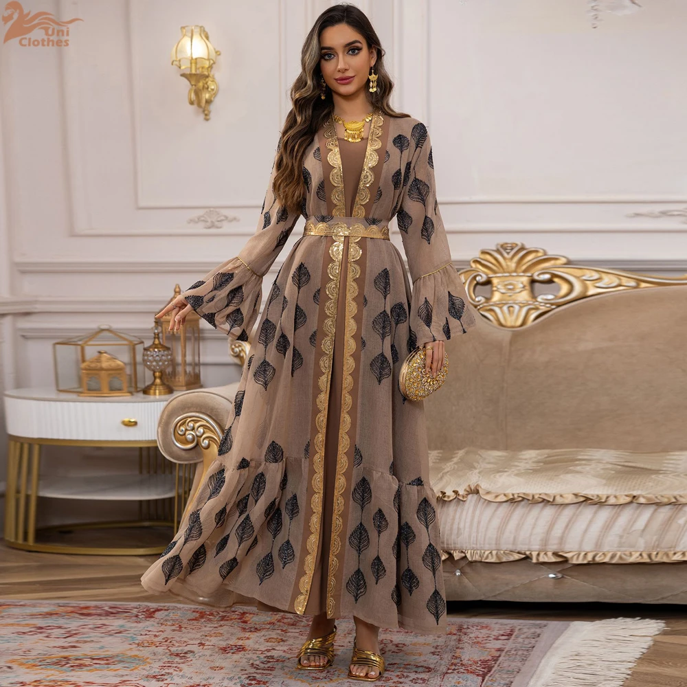 Uni Two Pieces Dubai Petal Sleeve abayas Belt included Kaftan Elegant Mesh Embroidery Maxi Dresses
Uni Two Pieces Dubai Petal Sleeve abayas Belt included Kaftan Elegant Mesh Embroidery Maxi Dresses