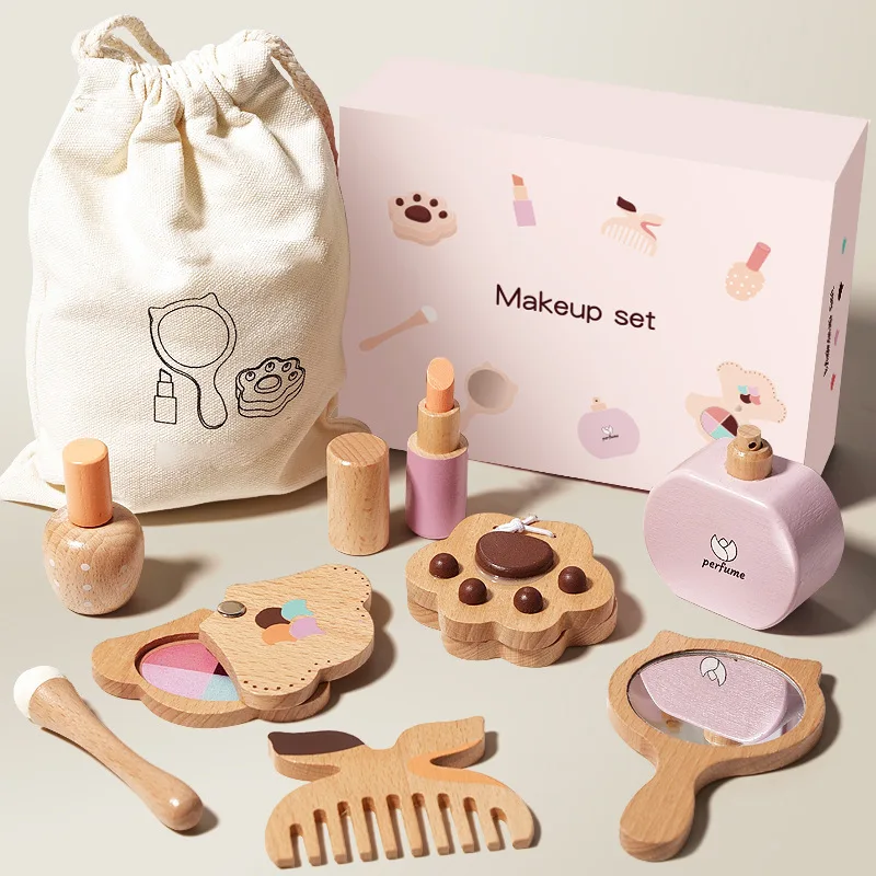 Wooden Pretend Makeup Set Simulation Cosmetic Toy Solid Wood Beauty Kit For Pretend Play With Portable Storage Drawstring Bag
Wooden Pretend Makeup Set Simulation Cosmetic Toy Solid Wood Beauty Kit For Pretend Play With Portable Storage Drawstring Bag
