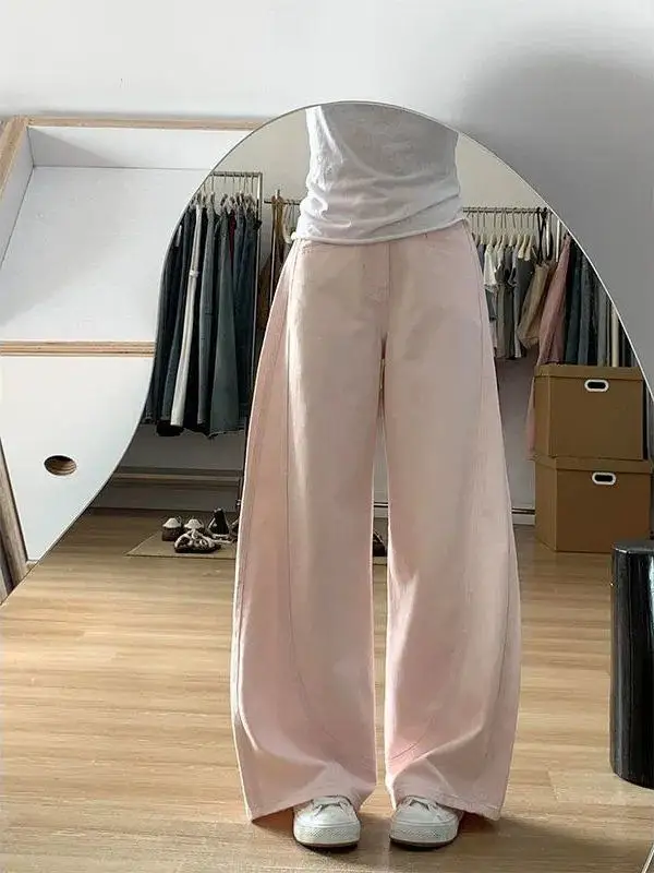 High Waist Wide Leg Jeans Women's plus Size Drapey Knife Pink Design Loose Fit Long Pants Spring Summer Denim Trousers
High Waist Wide Leg Jeans Women's plus Size Drapey Knife Pink Design Loose Fit Long Pants Spring Summer Denim Trousers