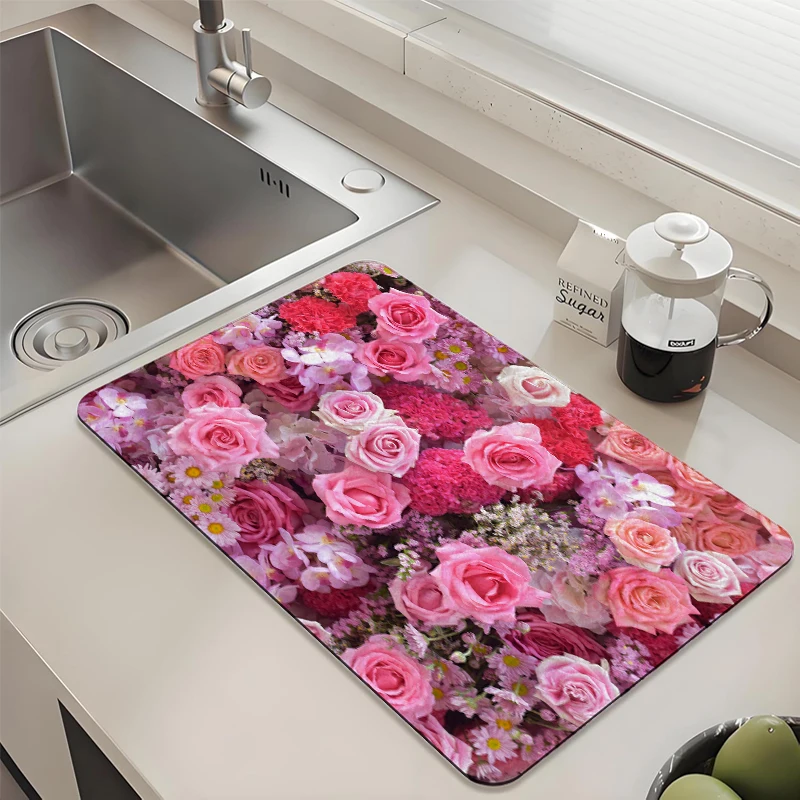 Pink Floral Pattern Kitchen Drying Mat - Absorbent Non-Slip Quick Dry Pad for Sink Countertop
Pink Floral Pattern Kitchen Drying Mat - Absorbent Non-Slip Quick Dry Pad for Sink Countertop
