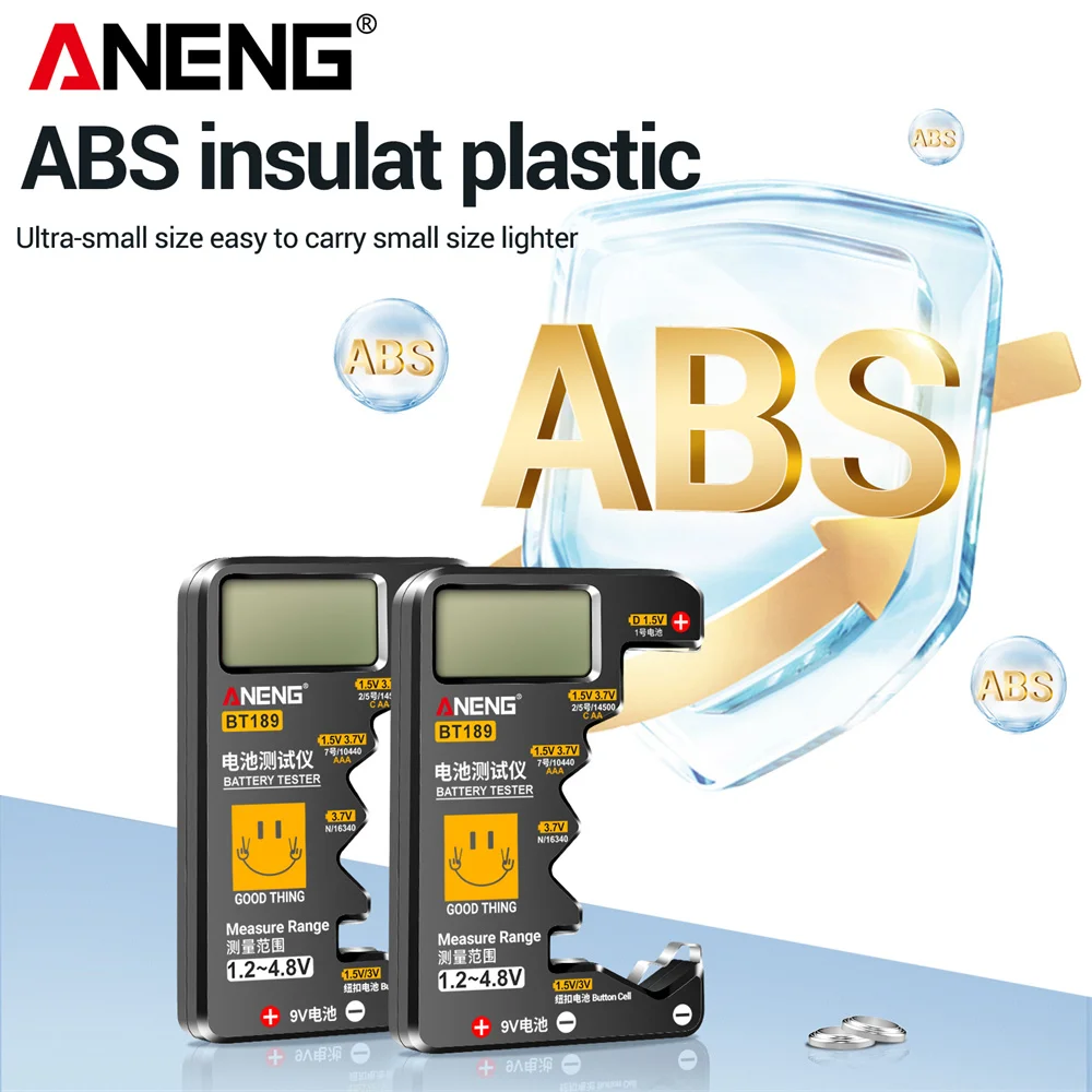 ANENG BT189 Universal Battery Tester for C,AA,AAA,D,N,9V 6F22 Batteries 1.5V 3V Button Cell Battery Indicator Electric Tools
ANENG BT189 Universal Battery Tester for C,AA,AAA,D,N,9V 6F22 Batteries 1.5V 3V Button Cell Battery Indicator Electric Tools