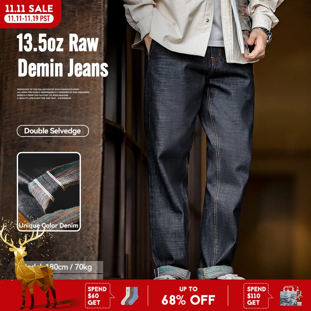 Maden Vintage 13.5OZ Selvedge Raw Denim Jeans Cotton Straight Denim Pants Men's Heavyweight Blue Zip Fly with Pockets Trousers
Maden Vintage 13.5OZ Selvedge Raw Denim Jeans Cotton Straight Denim Pants Men's Heavyweight Blue Zip Fly with Pockets Trousers