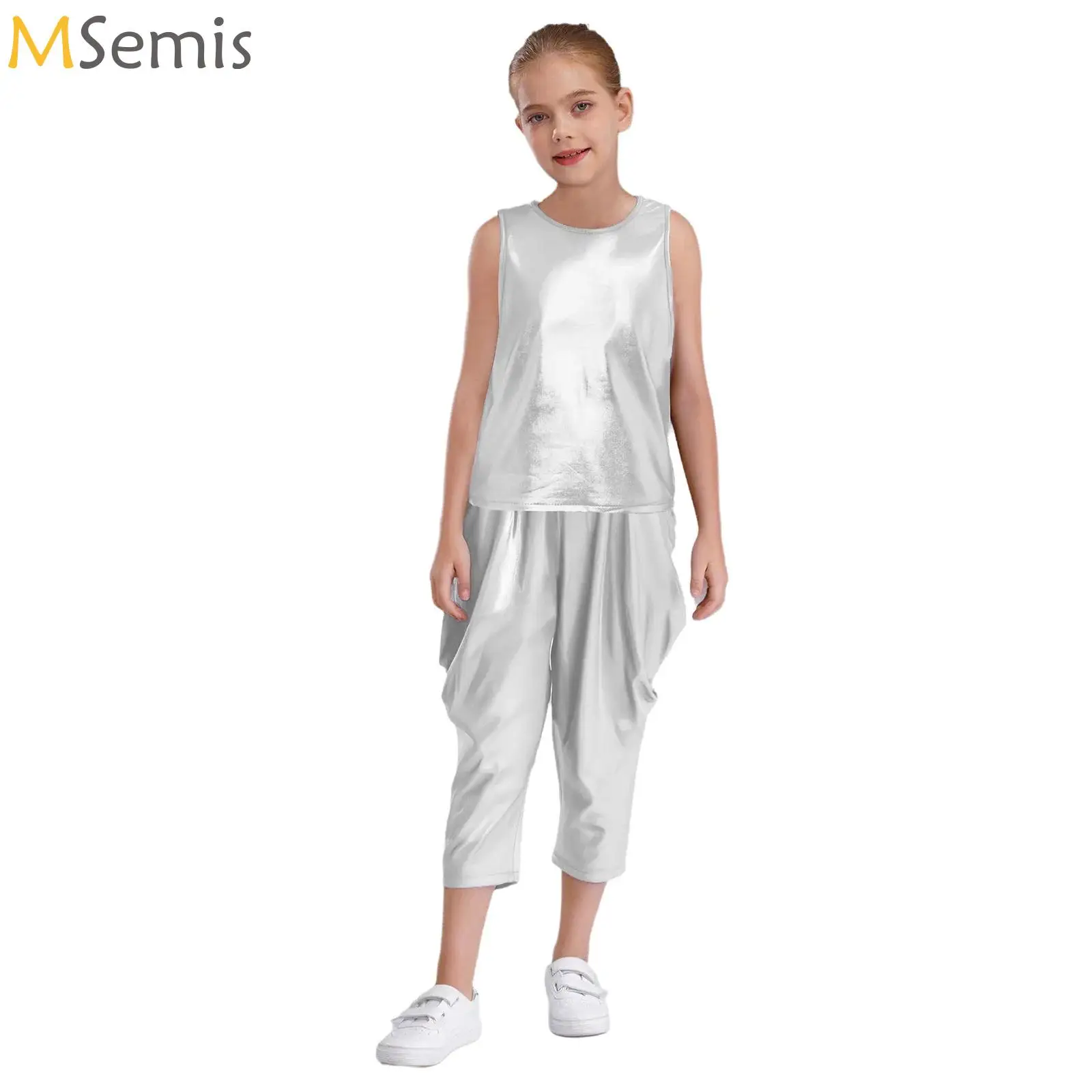Modern Hip Hop Jazz Dance Suit for Children Stage Performance Dance Wear Metallic Vest Top+Pants Boys Girls Jazz Dance Costumes
Modern Hip Hop Jazz Dance Suit for Children Stage Performance Dance Wear Metallic Vest Top+Pants Boys Girls Jazz Dance Costumes