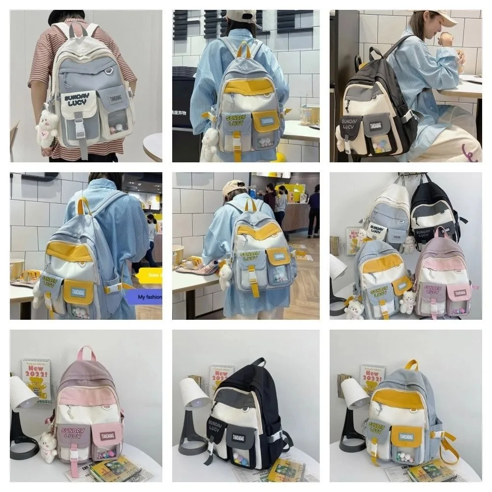Nylon Large Capacity Backpack Double Zipper Commute Korean Style School Bag Canvas with Bear Pendant Casual Knapsack Children
Nylon Large Capacity Backpack Double Zipper Commute Korean Style School Bag Canvas with Bear Pendant Casual Knapsack Children