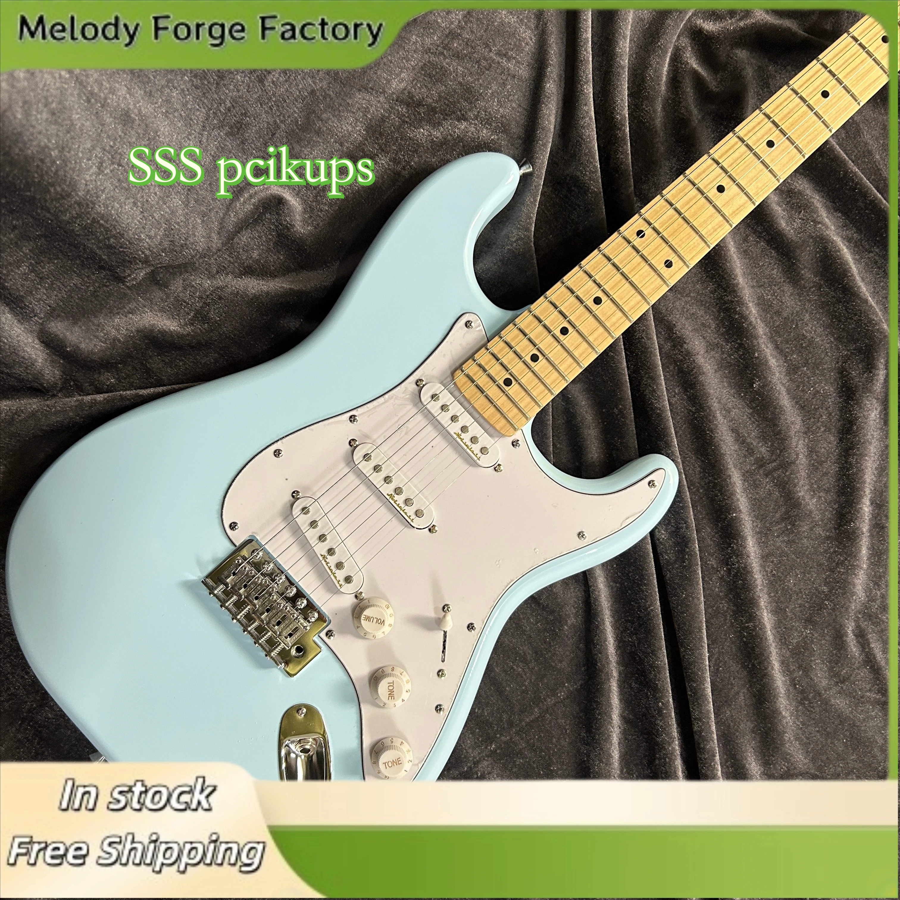 Vintage Light Blue ST Electric Guitar, Maple Fretboard, SSS Pickups, Tremolo System Clean & Overload Tone Fast Shipping
Vintage Light Blue ST Electric Guitar, Maple Fretboard, SSS Pickups, Tremolo System Clean & Overload Tone Fast Shipping