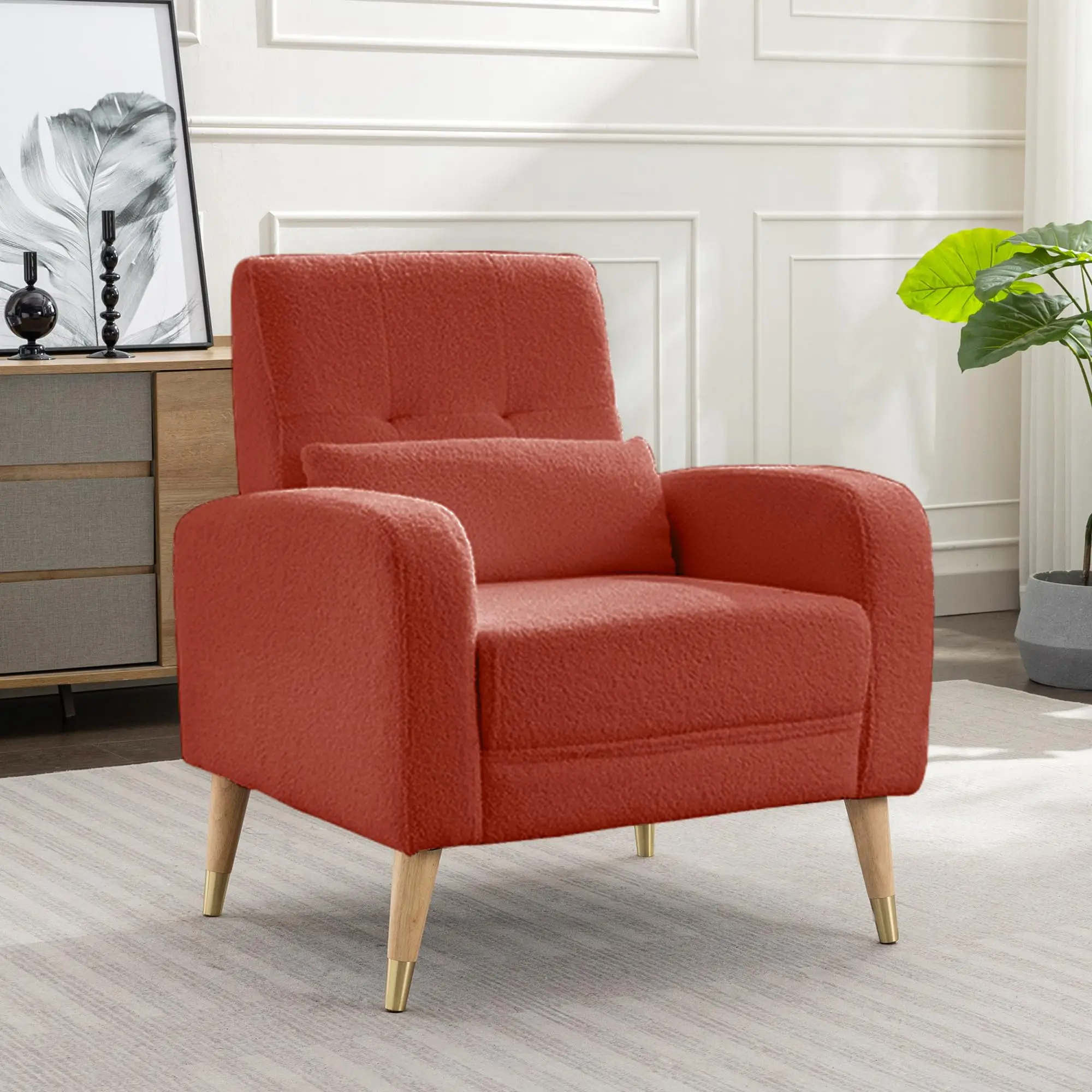 Mid-Century Modern Upholstered Accent Chair For Living Room Bedroom Red
Mid-Century Modern Upholstered Accent Chair For Living Room Bedroom Red