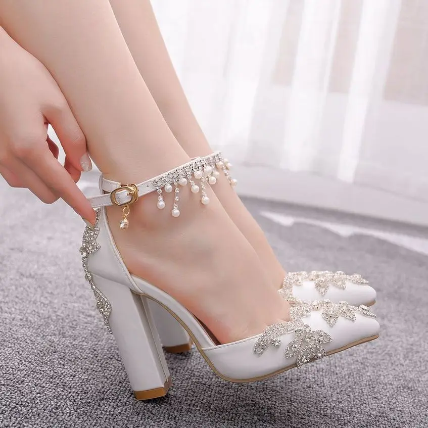 High Heel Bride Shoes Rhinestone Women's Sandals White Crystal Wedding Shoes Thick Heel
High Heel Bride Shoes Rhinestone Women's Sandals White Crystal Wedding Shoes Thick Heel