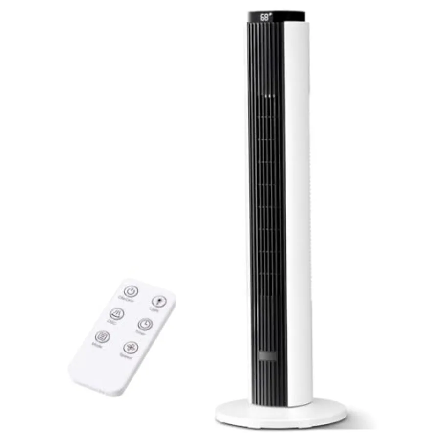 37-Inch Bladeless Portable Tower Fan 80°Oscillating, Quiet Cooling with 12H Timer Remote Control, 6 Speed, 4 Modes, LED Display
37-Inch Bladeless Portable Tower Fan 80°Oscillating, Quiet Cooling with 12H Timer Remote Control, 6 Speed, 4 Modes, LED Display