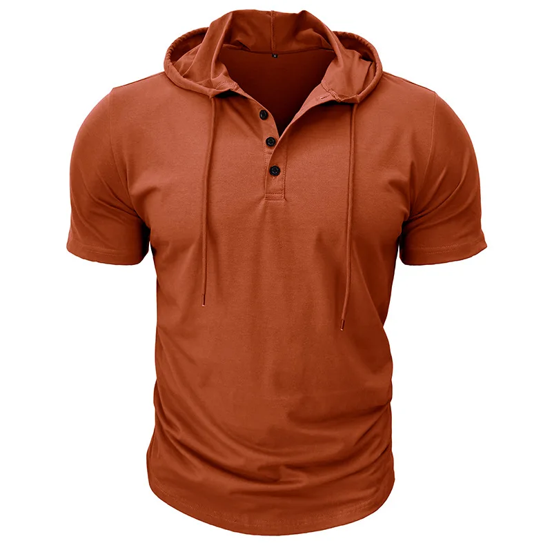 Spring Summer Men Short Sleeve Hooded T-Shirt New Men Henry Collar Solid Color Casual Tops Tees Male Sportswear Tshirts
Spring Summer Men Short Sleeve Hooded T-Shirt New Men Henry Collar Solid Color Casual Tops Tees Male Sportswear Tshirts