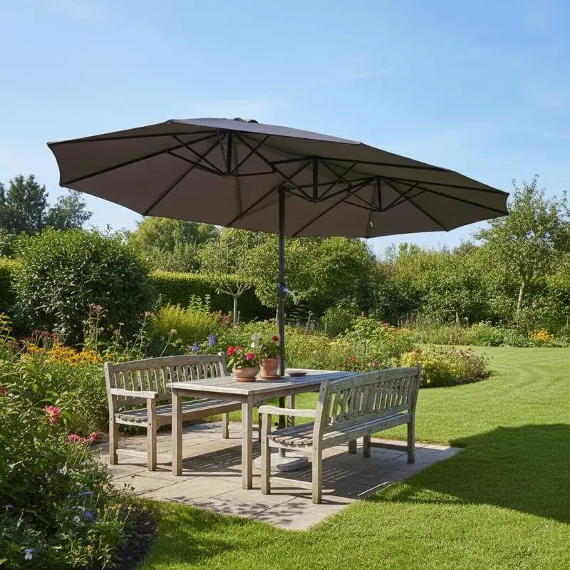 4.6m Garden Parasol Double-Sided Sun Umbrella Patio Market Shelter Canopy Shade Outdoor Grey
4.6m Garden Parasol Double-Sided Sun Umbrella Patio Market Shelter Canopy Shade Outdoor Grey