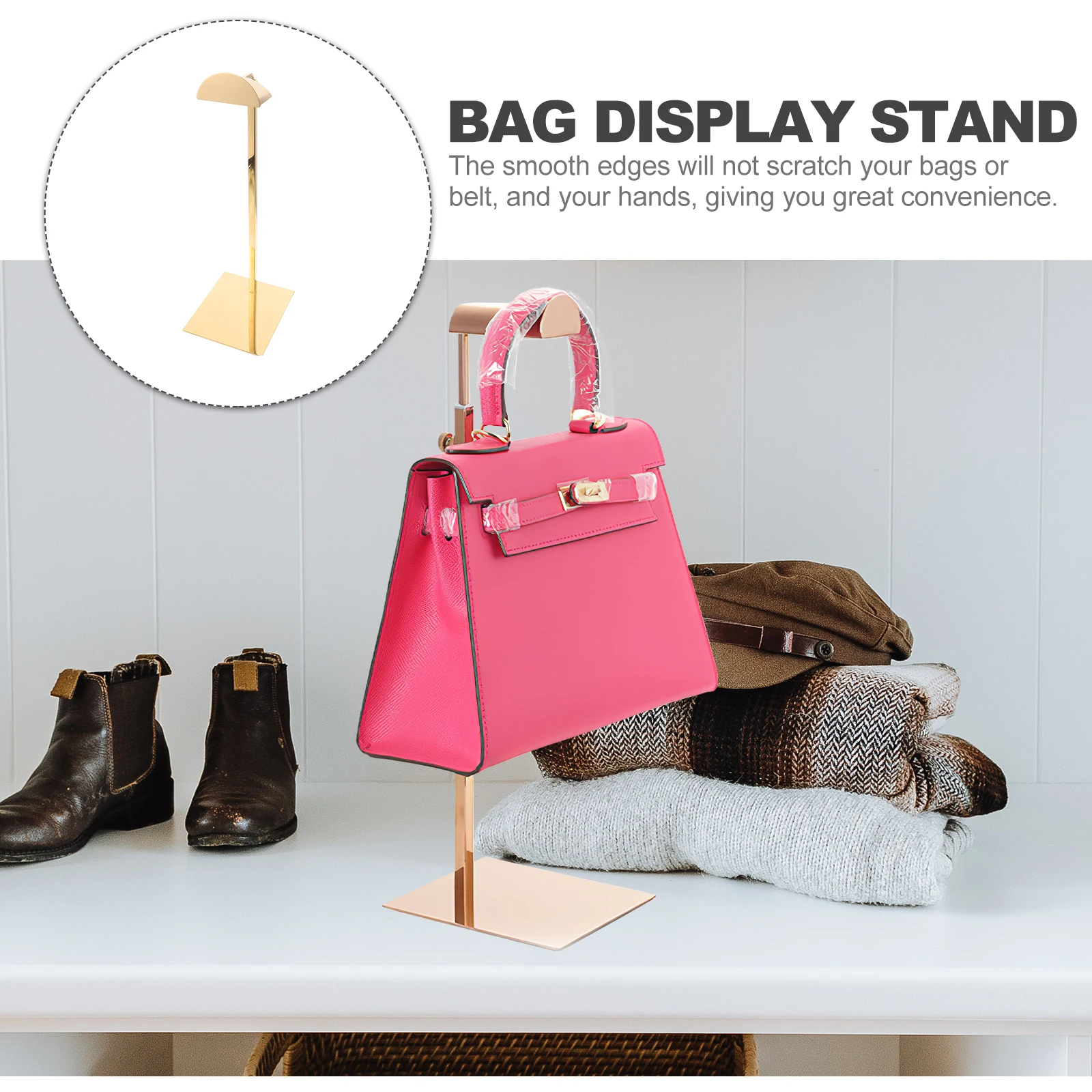 Stainless Steel Bag Rack Purse Handbag Hanging Retail Coat Hanger Closet Large A Head Mirror Gold Adjustable Storage Space
Stainless Steel Bag Rack Purse Handbag Hanging Retail Coat Hanger Closet Large A Head Mirror Gold Adjustable Storage Space