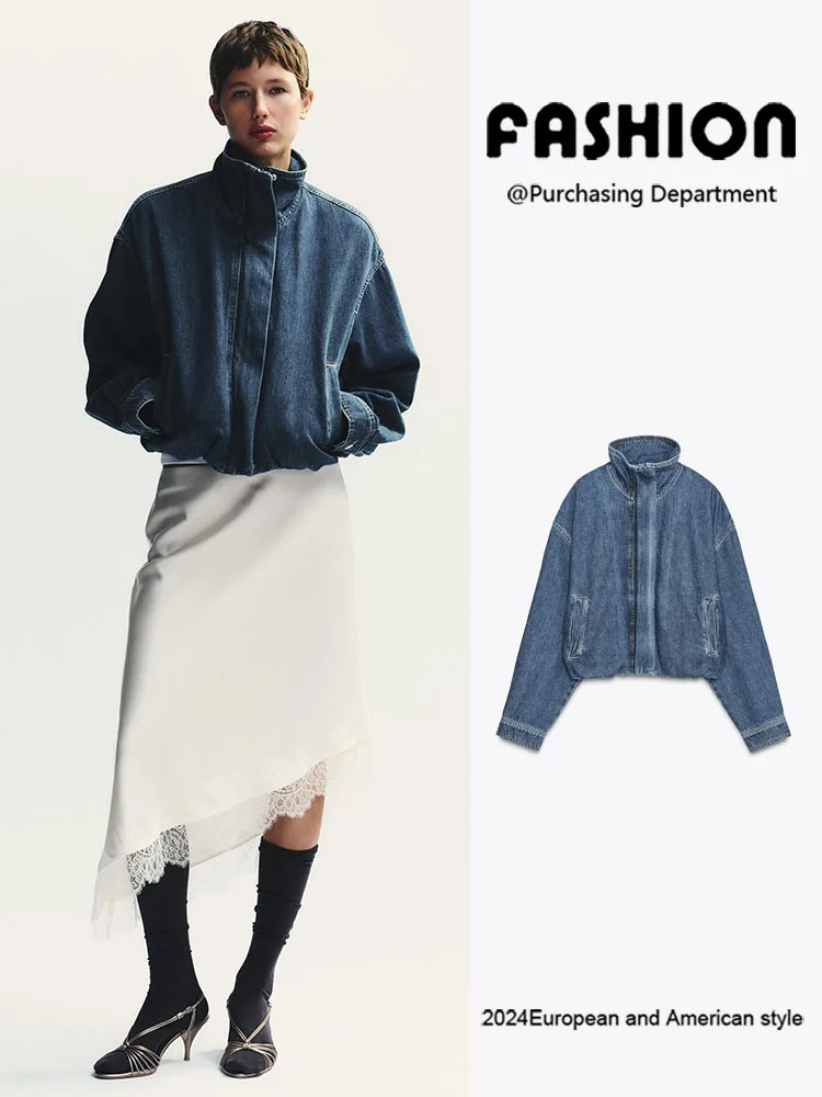 Faionable Long Sve Denim Jaet Stand Collar Women's New Arrival Autumn 2025 Versatile Sli T Top for Ladies
Faionable Long Sve Denim Jaet Stand Collar Women's New Arrival Autumn 2025 Versatile Sli T Top for Ladies