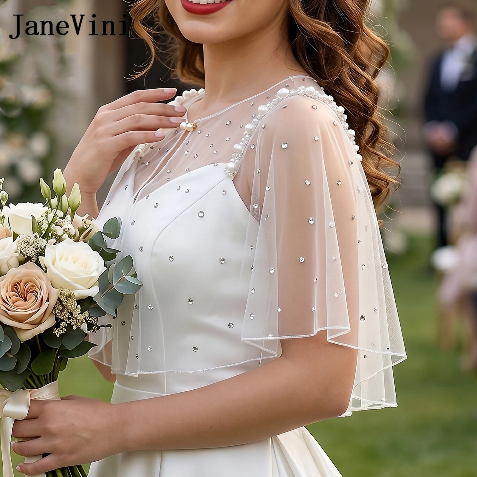 JaneVini Sparkly Rhinestone Sheer Tulle Bridal Wraps Capelet Wedding Shawl Cape Crystal Beaded Bolero Bride Ivory Cloak Cover Up
JaneVini Sparkly Rhinestone Sheer Tulle Bridal Wraps Capelet Wedding Shawl Cape Crystal Beaded Bolero Bride Ivory Cloak Cover Up