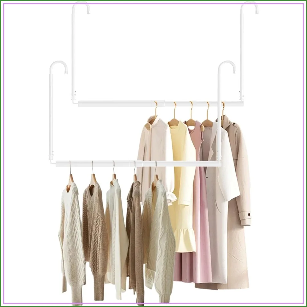 Adjustable Hanging Closet Rod, Space-Saving Clothes Organizer, 2 Pack, White
Adjustable Hanging Closet Rod, Space-Saving Clothes Organizer, 2 Pack, White