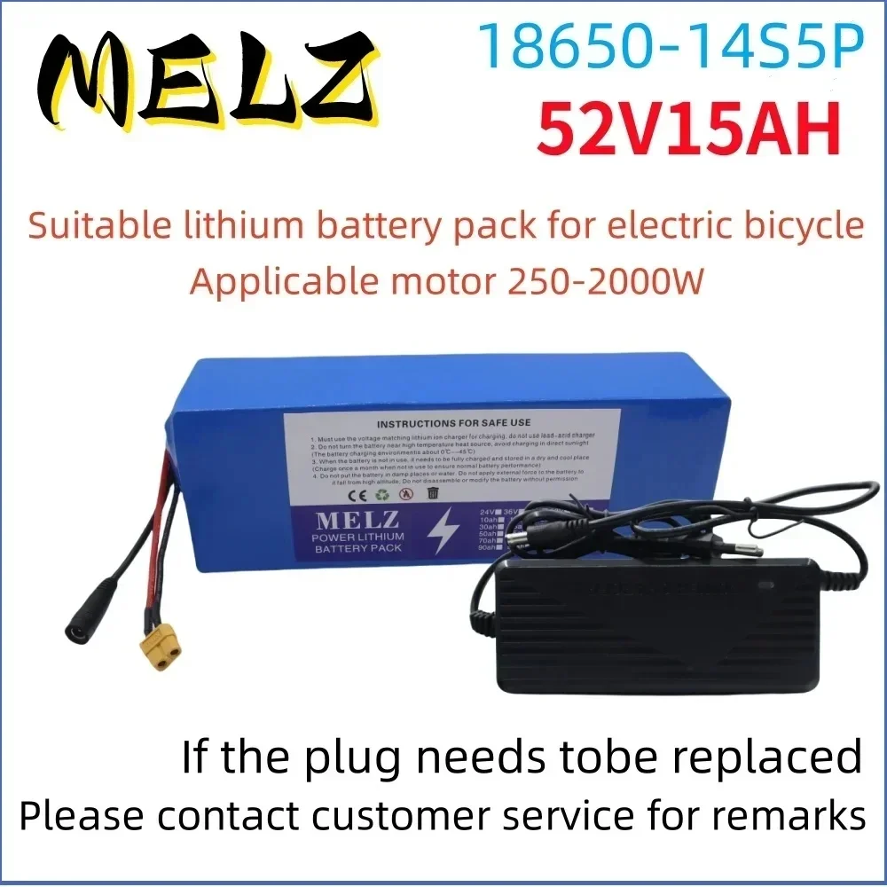 52V15Ah 18650 lithium battery pack 15000mAh 14S5P long life built-in BMS rechargeable battery+complimentary 58.8V2A charging
52V15Ah 18650 lithium battery pack 15000mAh 14S5P long life built-in BMS rechargeable battery+complimentary 58.8V2A charging