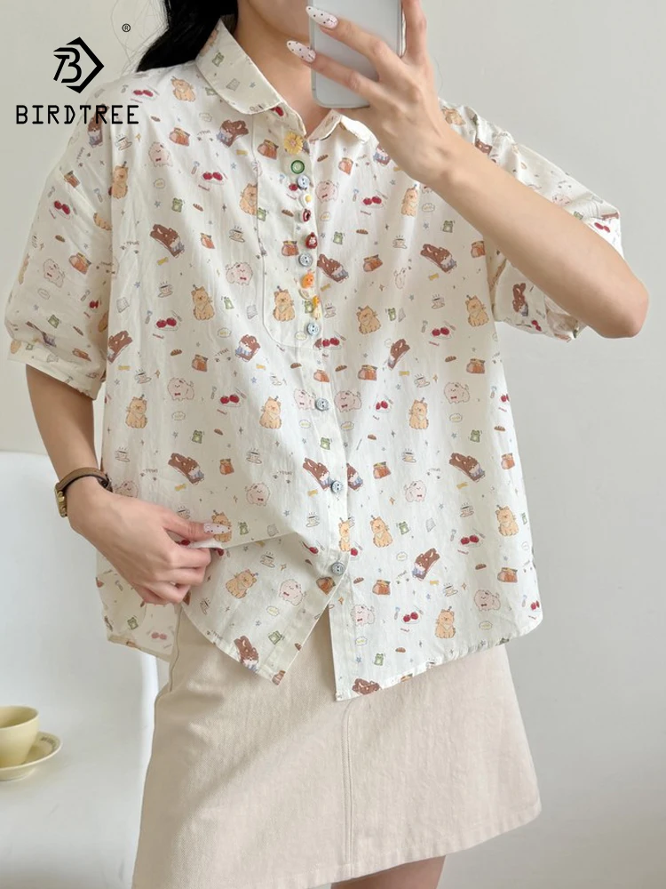 New 2026 Summer Women Cotton Short Sleeve Shirt, Lapel Cartoon Print, Mori Girl Sweet Age Reduction Thin Loose Blouse T64721CC
New 2026 Summer Women Cotton Short Sleeve Shirt, Lapel Cartoon Print, Mori Girl Sweet Age Reduction Thin Loose Blouse T64721CC