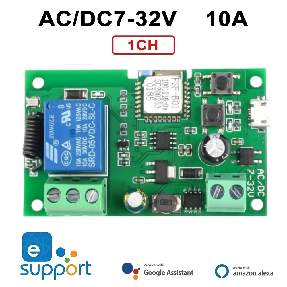 Ewelink RF 433 МГц WIFI модуль переключателя AC/DC 7-32 В 1 канал беспроводное реле приложение Smart Life дистанционное управление Alexa Googole Home 
Ewelink RF 433 МГц WIFI модуль переключателя AC/DC 7-32 В 1 канал беспроводное реле приложение Smart Life дистанционное управление Alexa Googole Home