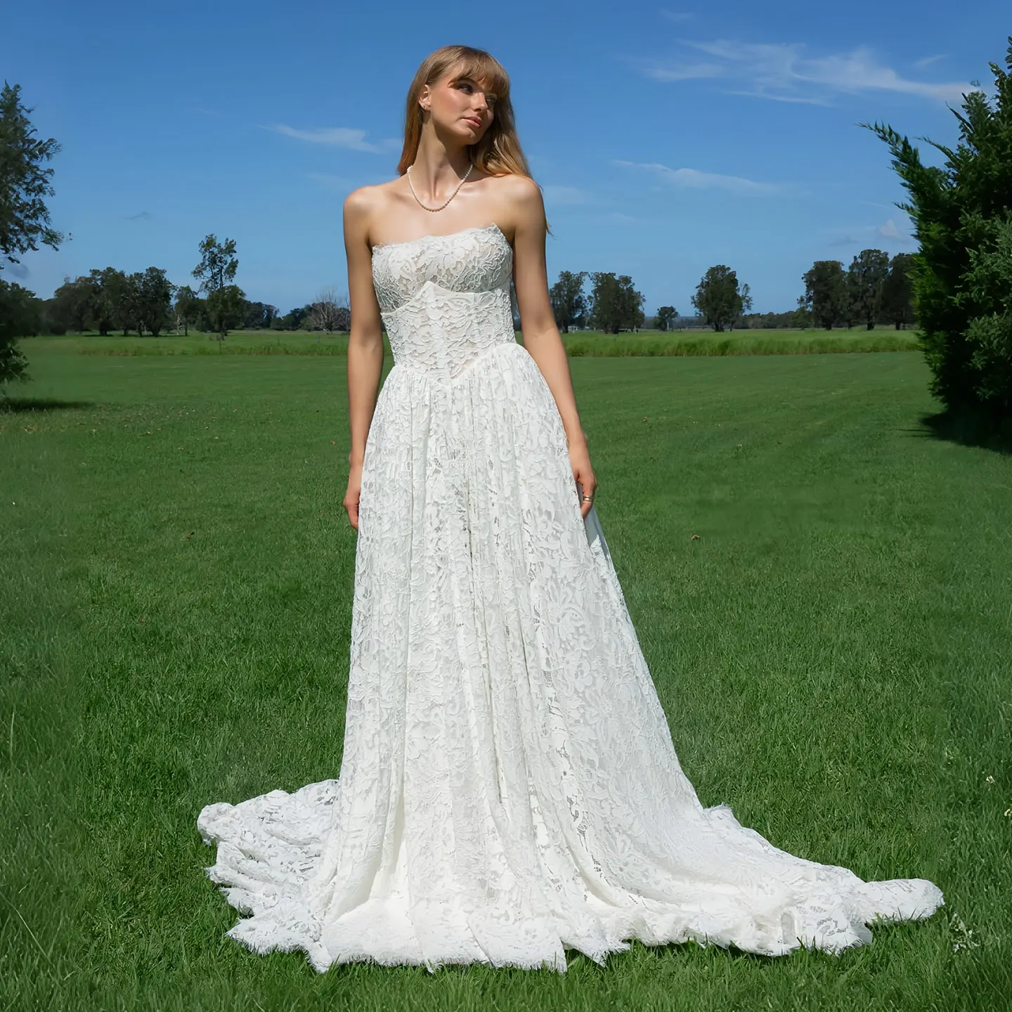 Sharon Said Boho A Line Lace Wedding Dress Strapless Long Train Elegant Bridal Gowns SW727 Customized
Sharon Said Boho A Line Lace Wedding Dress Strapless Long Train Elegant Bridal Gowns SW727 Customized