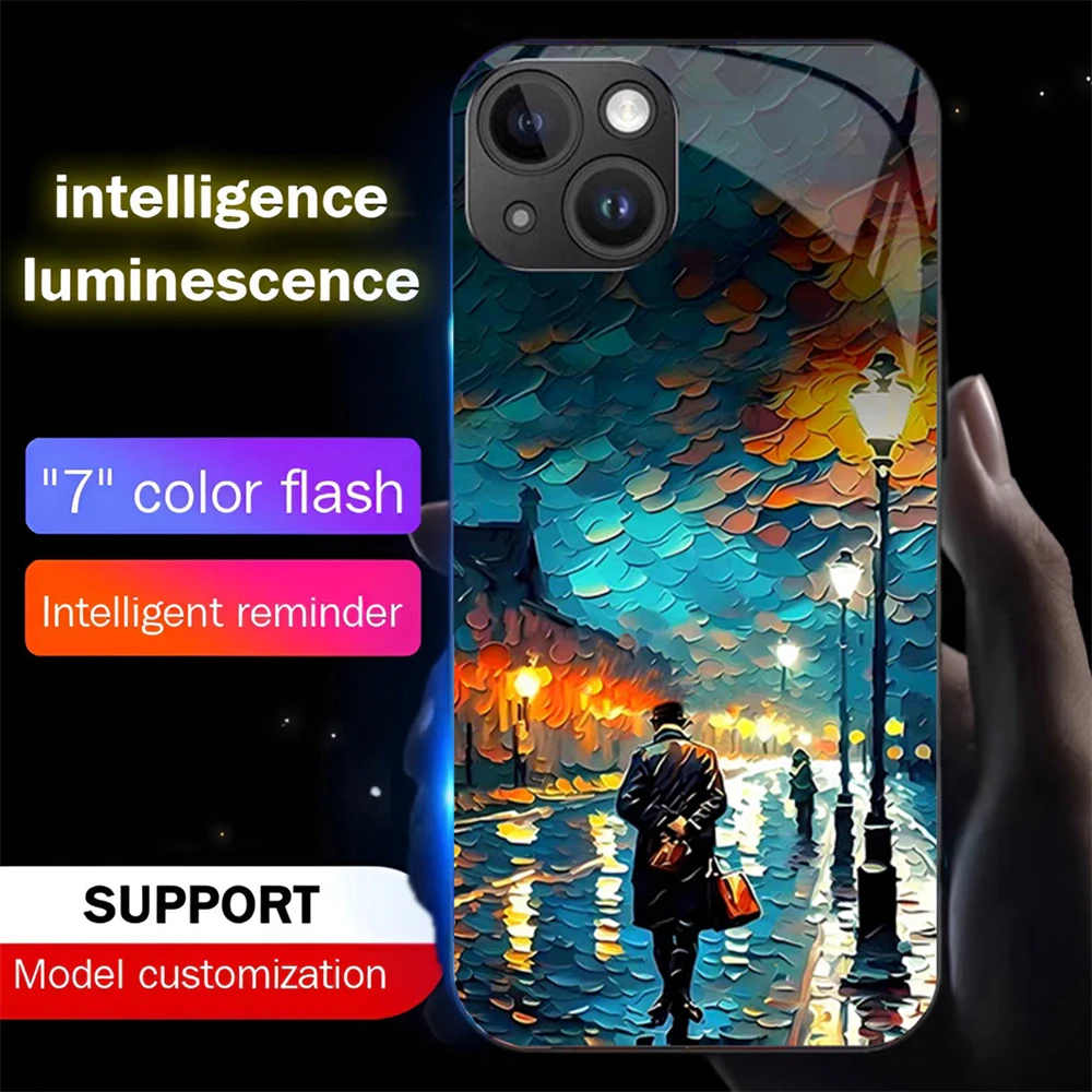 Oil Painting Art Design Sound Control LED Flash Cases Luminous Glass Cover For iPhone Air 17 E 16 E 15 14 13 12 11 Pro Max Plus
Oil Painting Art Design Sound Control LED Flash Cases Luminous Glass Cover For iPhone Air 17 E 16 E 15 14 13 12 11 Pro Max Plus