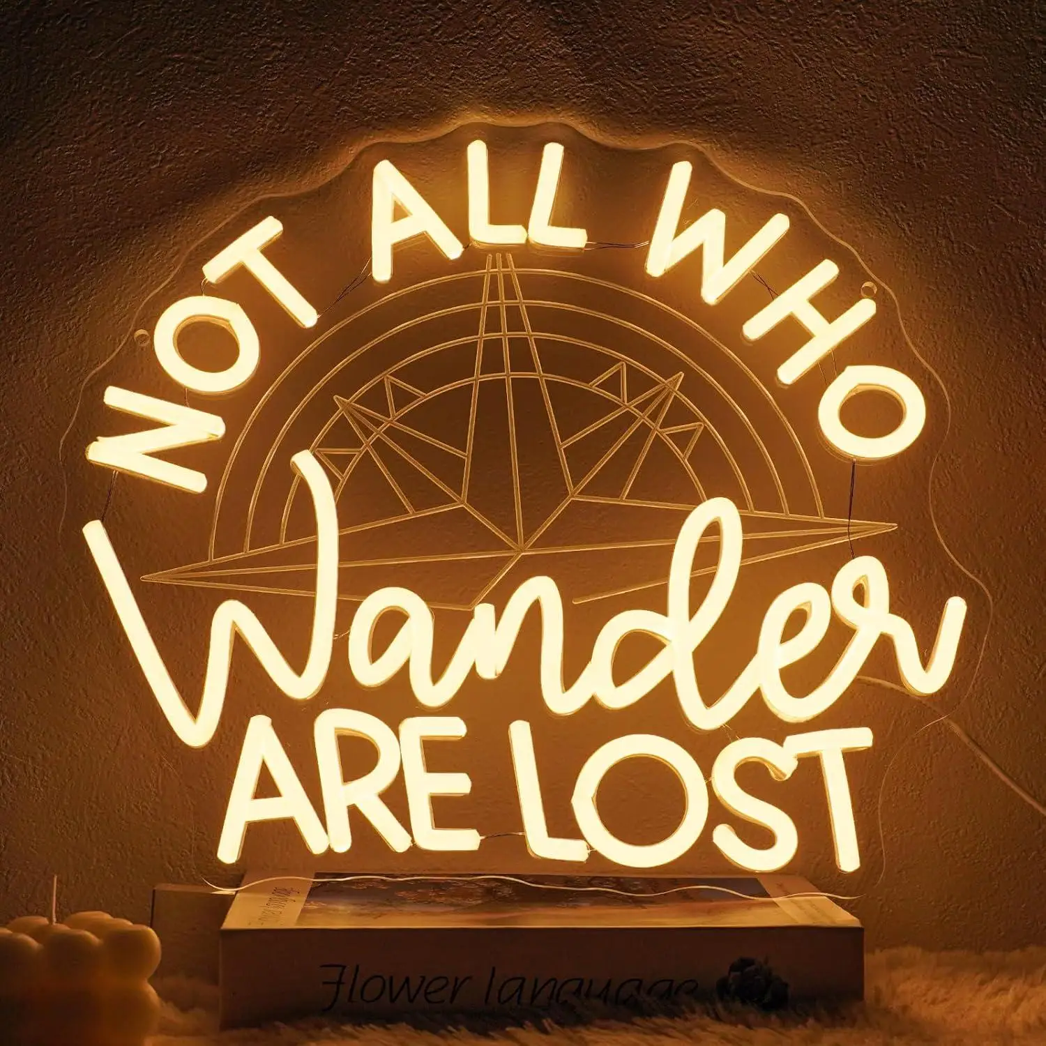 Not All Who Wander Are Lost Neon Sign Dimmable Compass Neon Light Sign for Bedroom Cafe Office Game Room Party Art Decor Gift
Not All Who Wander Are Lost Neon Sign Dimmable Compass Neon Light Sign for Bedroom Cafe Office Game Room Party Art Decor Gift