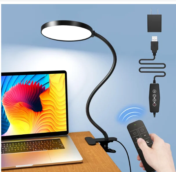 Intelligent Remote Control Led Eye Protection Desk Lamp, 1H Timer Sleep Aid + Soft Light Night Light, Bendable Gooseneck Tube, with Gripper Book Lamp
Intelligent Remote Control Led Eye Protection Desk Lamp, 1H Timer Sleep Aid + Soft Light Night Light, Bendable Gooseneck Tube, with Gripper Book Lamp