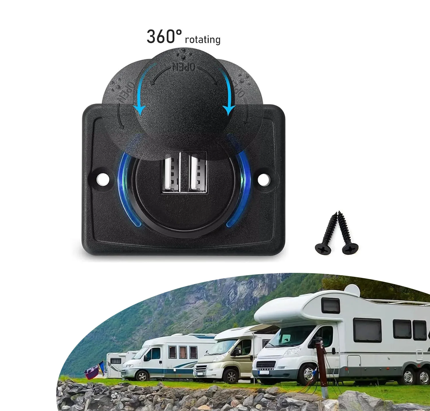 12V RV USB Charger Quick Charger 3.0 Wall Mount USB Charging Socket with Green Indicator Light and Cap for Car Camper Boat
12V RV USB Charger Quick Charger 3.0 Wall Mount USB Charging Socket with Green Indicator Light and Cap for Car Camper Boat