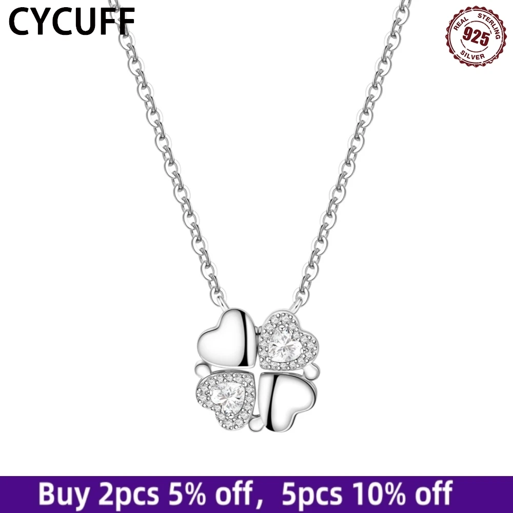 CYCUFF 925 Sterling Silver Design Zircon Four-Leaf Clover Love Necklace For Women DIY Birthday Party Exquisite Jewelry Accessory
CYCUFF 925 Sterling Silver Design Zircon Four-Leaf Clover Love Necklace For Women DIY Birthday Party Exquisite Jewelry Accessory