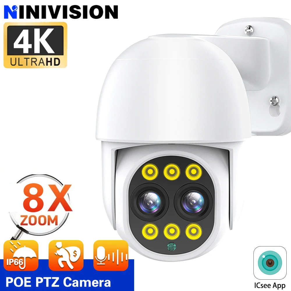 4K Dual Lens POE Camera 4MP+4MP 8MP HD 8X Zoom Two-Ways Audio CCTV PTZ Security Color Night Vision Video Surveillance Cameras
4K Dual Lens POE Camera 4MP+4MP 8MP HD 8X Zoom Two-Ways Audio CCTV PTZ Security Color Night Vision Video Surveillance Cameras