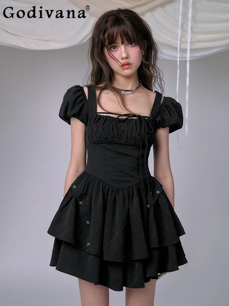 Classic Black Puff Sleeve Temperament Square Neck Sweet Daily Short Dress Girls Summer New High Waist A-line Princess Dresses
Classic Black Puff Sleeve Temperament Square Neck Sweet Daily Short Dress Girls Summer New High Waist A-line Princess Dresses
