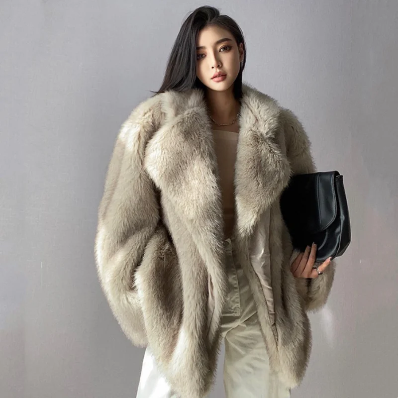 Winter Fashion Girls Oversized Faux Fur Coat Woman Faux Fox Fur Clothing Thick Warm Outerwear Fluffy Faux Fox Fur Jacket
Winter Fashion Girls Oversized Faux Fur Coat Woman Faux Fox Fur Clothing Thick Warm Outerwear Fluffy Faux Fox Fur Jacket