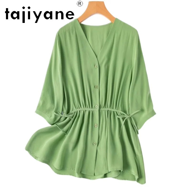 TAJIYANE 100% Mulberry Silk Shirt Woman High Quality V Neck Green Blouse Elegant Summer Tops 2025 Ladies Clothes Рубашка Женская
TAJIYANE 100% Mulberry Silk Shirt Woman High Quality V Neck Green Blouse Elegant Summer Tops 2025 Ladies Clothes Рубашка Женская