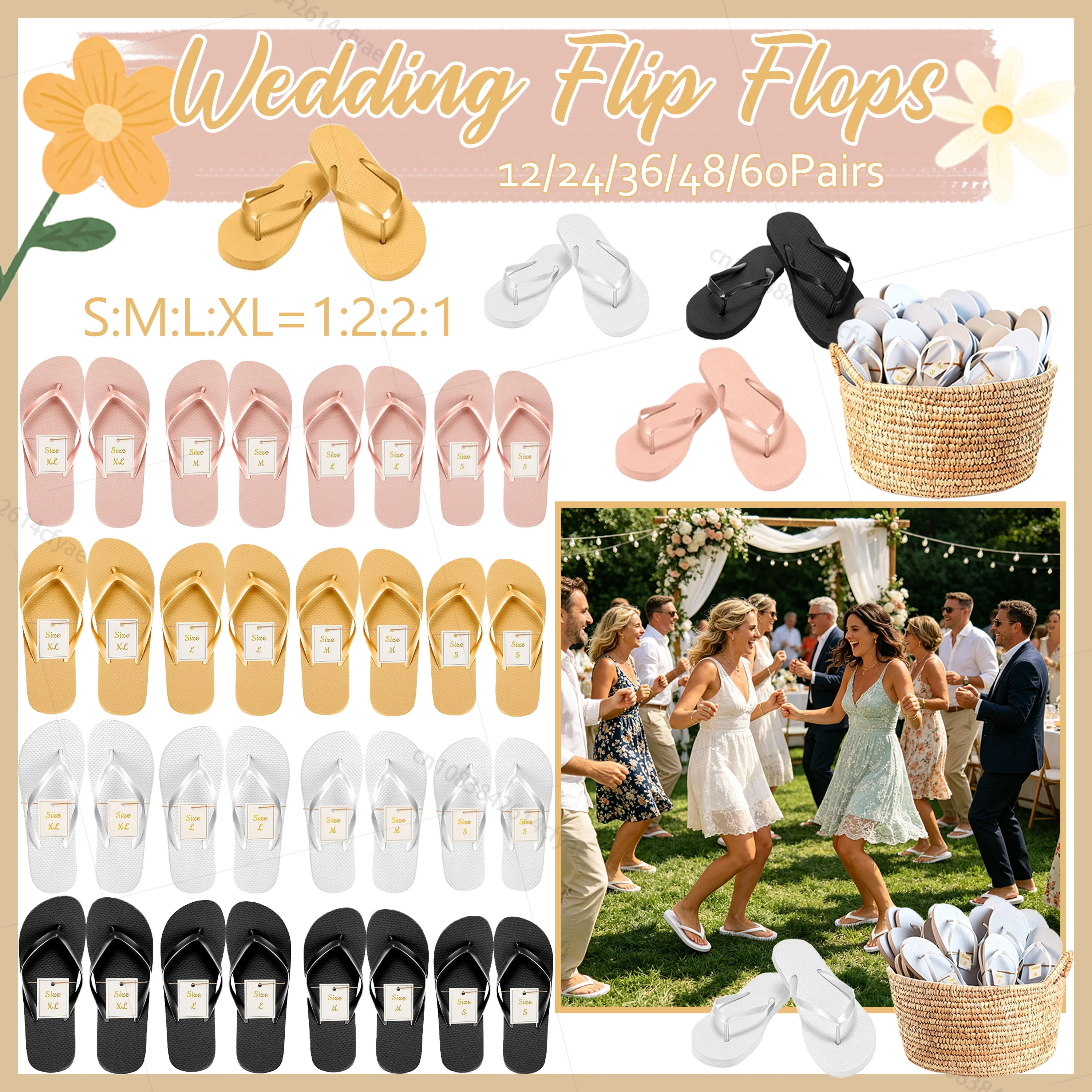 12-60 Pairs Wedding Flip Flops Bulk for Guests Wedding Favors Sandals Slippers with Size Cards for Hotel Spa Pool Beach Party
12-60 Pairs Wedding Flip Flops Bulk for Guests Wedding Favors Sandals Slippers with Size Cards for Hotel Spa Pool Beach Party