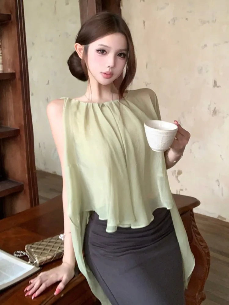 Sweet And Spicy Girl Vacation Style Asymmetrical Hem Top Women's High Waist Fish Tail Skirt Bodycon Skirt Two Piece Set
Sweet And Spicy Girl Vacation Style Asymmetrical Hem Top Women's High Waist Fish Tail Skirt Bodycon Skirt Two Piece Set