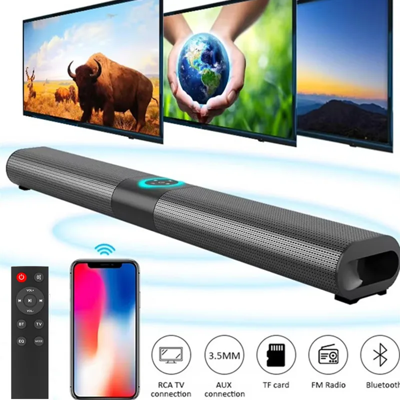 BS-20 Sound Bars for TV with FM, Wireless Bluetooth Speaker V5.0 Home Theater Surround Sound System TF Card/Aux/RCA Connection
BS-20 Sound Bars for TV with FM, Wireless Bluetooth Speaker V5.0 Home Theater Surround Sound System TF Card/Aux/RCA Connection